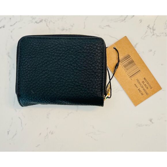 Steve Madden Wallet Black French Zip Around BiFold Chevron Braid CC Holder - Picture 3 of 3